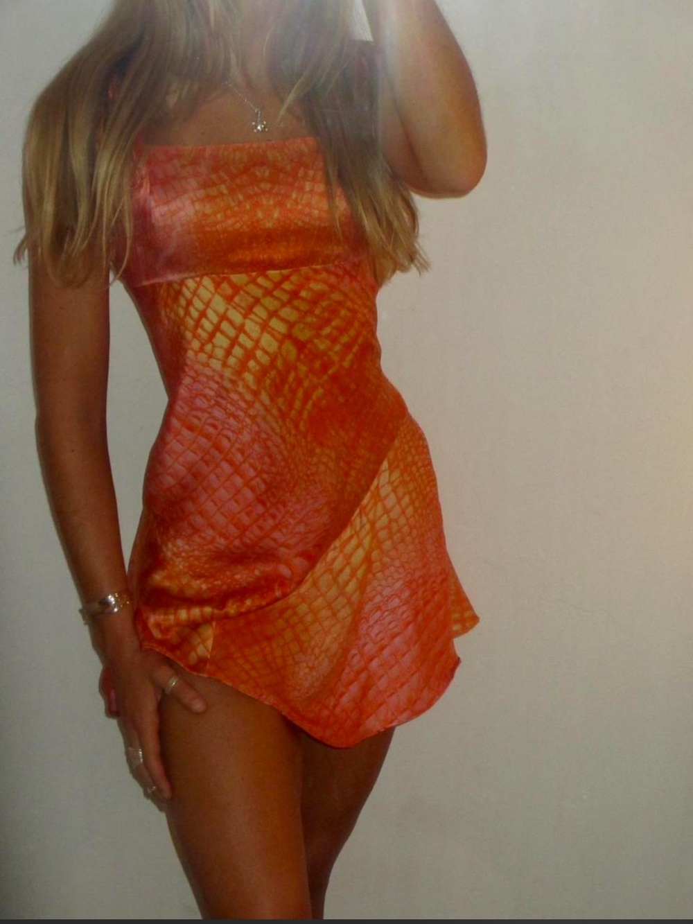 Roberto Cavalli Coral-Orange Satin Slip Top